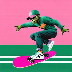 invisible_tangerine_spider_man_goblin_wearing_a_backwards_baseball_cap_in_the_style_of_the_green_goblin_goblin_driving_flag_pink_skateboard_kickflip_starbucks_goblin_macchiato_in__795181880_1_of_2